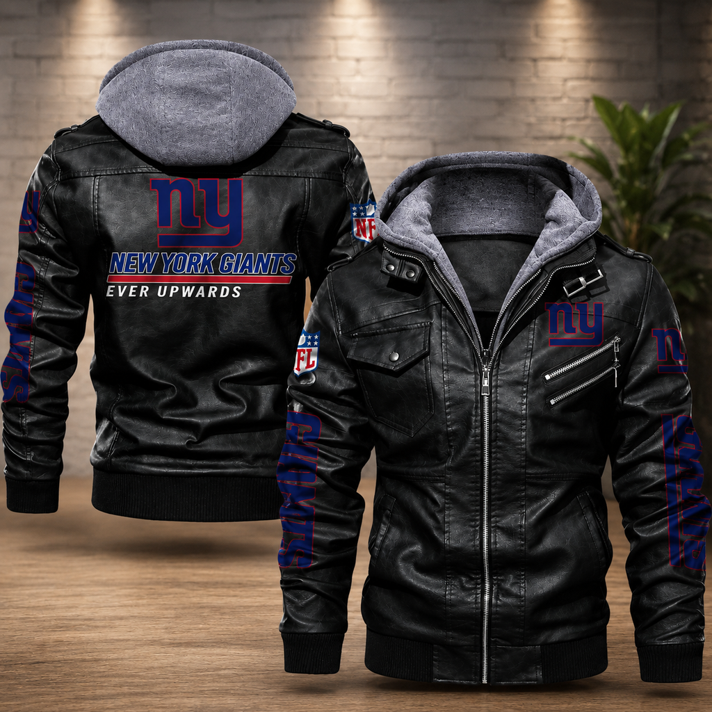 **Type:** Men’s Hooded Leather Jacket (Biker/Varsity Style)