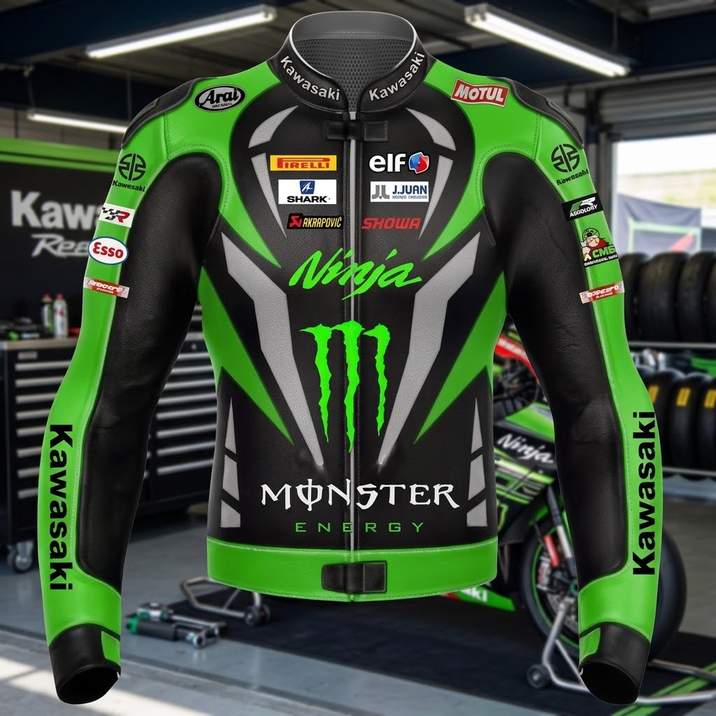 Kawasaki Ninja Monster Energy Leather Racing Jacket