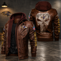Baltimore Ravens Leather Hooded Jacket – Brown Motorcycle Style NFL Fan Jacket
