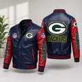 Green Bay Packers Navy & Red Leather Varsity Jacket – NFL Bomber Jacket for Men