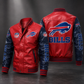 Buffalo Bills Leather Varsity Jacket – Red & Navy NFL Fan Bomber Jacket