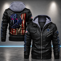 Dallas Cowboys Hooded Faux Leather Jacket Black Full Zip NFL Football Biker Motorcycle Coat**