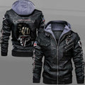 Atlanta Falcons Men's Hooded Faux Leather Jacket - Skull Graphic Biker Style Streetwear