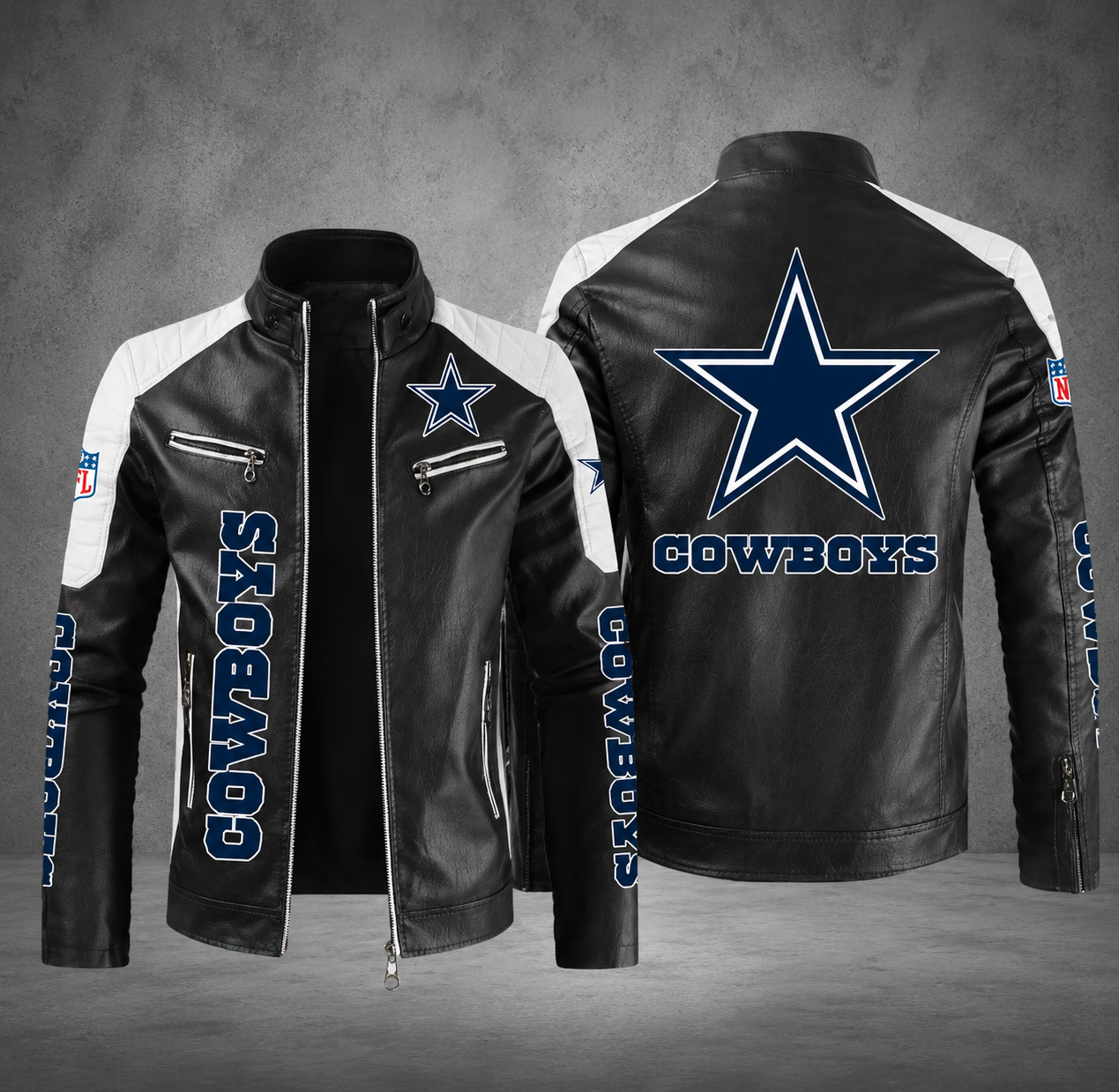 Dallas Cowboys Black Leather Jacket – Premium NFL Fan Faux Leather Biker Jacket