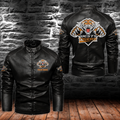 Men’s Black Leather Biker Jacket – Custom WESTS TIGERS Graphic Motorcycle Jacket