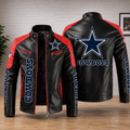 Dallas Cowboys Leather Motorcycle Jacket – Black & Red NFL Fan Jacket
