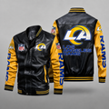 Los Angeles Rams Black & Gold Leather Varsity Jacket NFL Style
