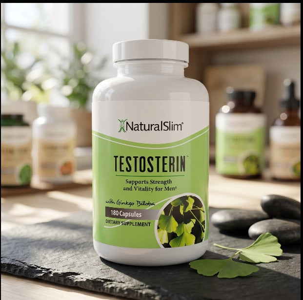 NaturalSlim Testosterin Men's Dietary Supplement with Ginkgo Biloba 180 Capsules – Strength & Vitality Support**