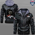 Men's Denver Broncos Black Faux Leather Hooded Jacket