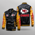 Kansas City Chiefs Black & Gold Leather Varsity Jacket NFL Style