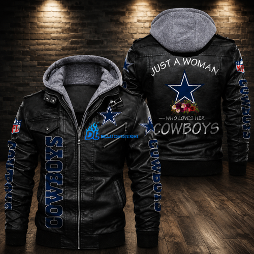 **Title:** Men’s Black Leather Hooded Biker Jacket – Dallas Cowboys Star Custom Motorcycle Jacket