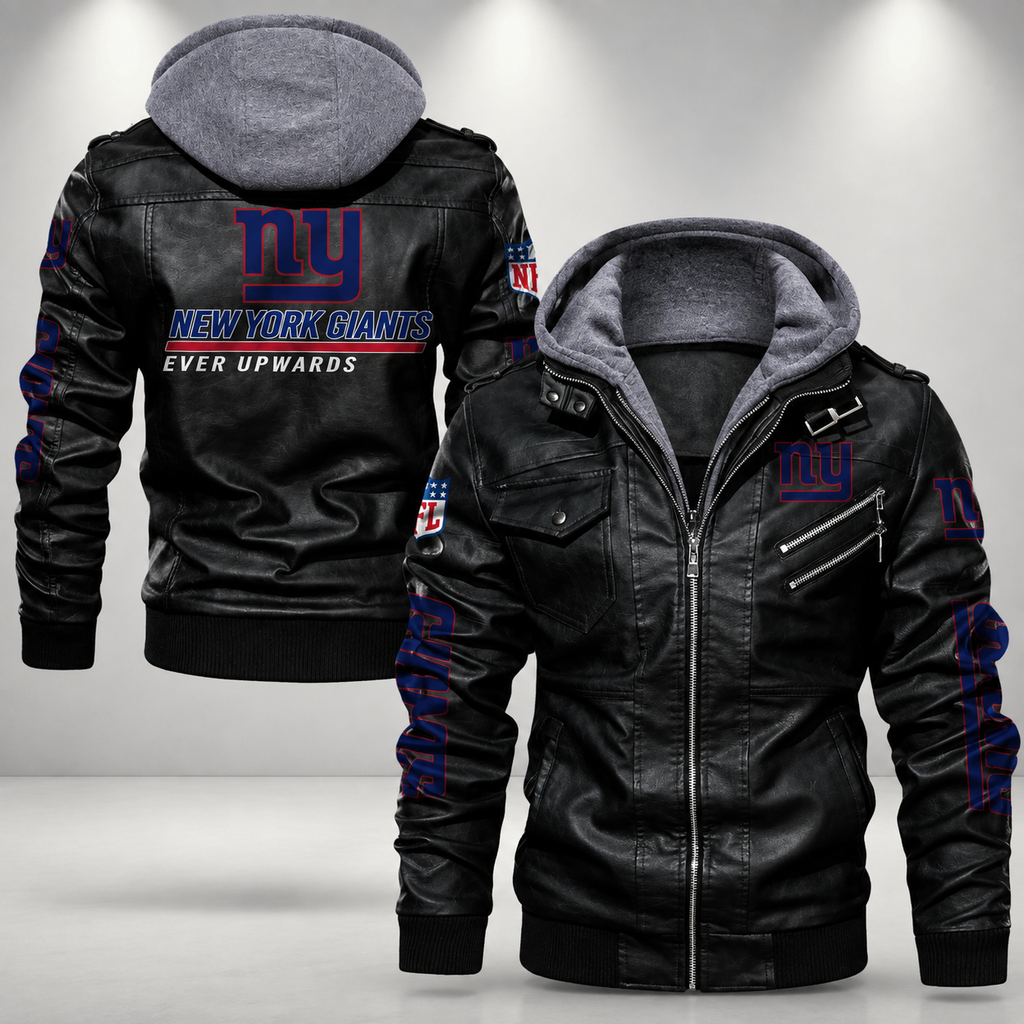 **Type:** Men’s Hooded Leather Jacket (Biker/Varsity Style)