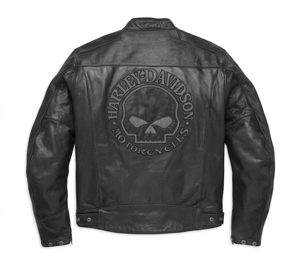 Harley-Davidson Men's Willie G Skull Embossed Genuine Black Leather Jacket