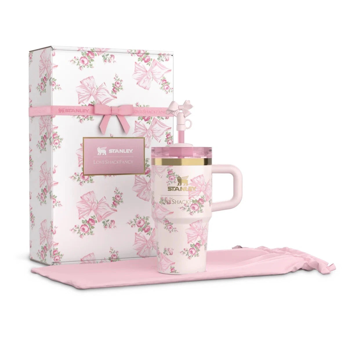 New Stanley x Love Shack Fancy Tumbler 20oz Rosa Beaux Pink Holiday Quencher